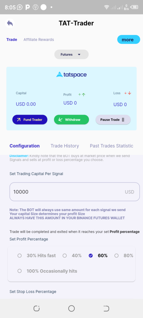 Auto Trader BOT Futures configuration 